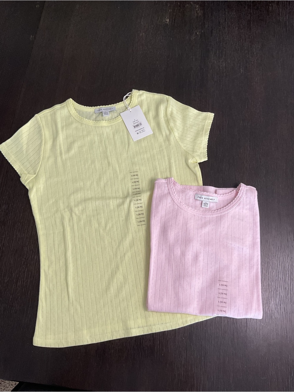 Everyday Ribbed Short Sleeve Tee in Yellow and Pink